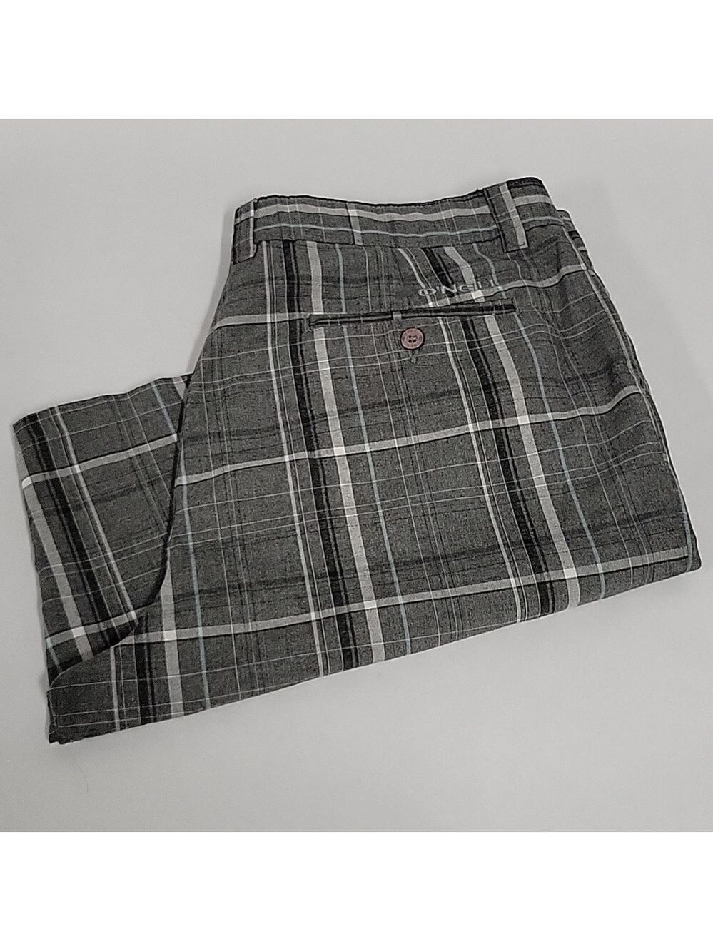 O'Neill Chino Dress Casual Walking Board Plaid Shorts, Size 38